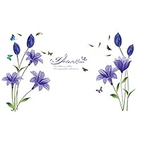 WMdecal Removable Large Lily Flower Wall Vinyl Decals for TV Wall Easy to Apply Peel and Stick Wallpaper Art Stickers for Living Room (Purple)