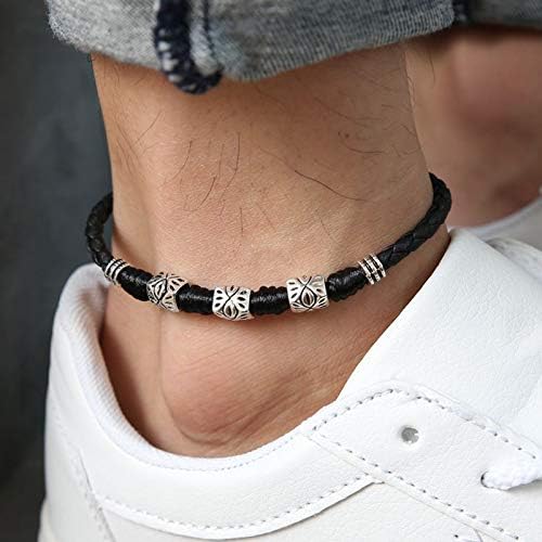 Men Transshipment red String Foot Chain Anklet Ankle Bracelet Jewelry Evil Adult Retro Fashion Gift (Clairvoyance Black Models