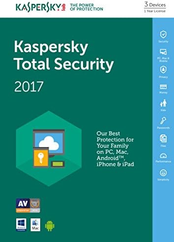 Kaspersky Total Security 2017 | 3 Devices | 1 Year | PC/Mac/Android | Download