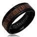 Crown Rings Men Women Black Titanium Ring Wedding Band, Real Wood Inlay in comfort Fit size 7-13, 8mm