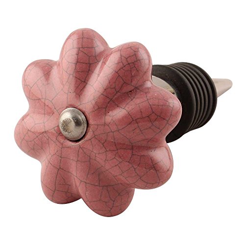 IndianShelf Handmade Set of 3 Ceramic Lavender Crackle Melon Wine Bottle Stopper Sealer Beverage Bottle Cap Seals Cover Reusable for Holiday Wedding Party Christmas Gifts