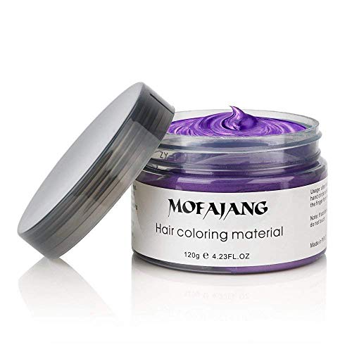 MOFAJANG Hair Color Wax Styling Cream Mud, Temporary Hair Dye Wax, Natural Hairstyle Dye Pomade for Party Cosplay, Halloween, 4.23 OZ, Purple