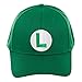 Nintendo Super Mario Bros Green Luigi Baseball Cap and Grey Mushroom Crew Sock Gift Bundle
