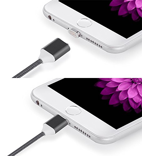 Digital Ant Gen3 Nylon Braided Super Magnetic Charging and Data Transfer Cable for i-Product. Magnetic Charging Cable or Magnetic Charging Cord for iPhone and iPad. (3.3 Feet-Gray-Twin Pack)
