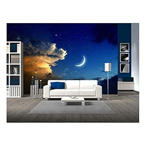 Tranquil Background - Beautiful Romantic Sunset, Big Glowing Cloud - Removable Wall Mural | Self-Adhesive Large Wallpaper - 66x96 inches