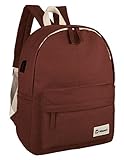 Veenajo Canvas Classic Backpack for School Travel Daypack Laptop Backpack with USB Charging Port (Orange)