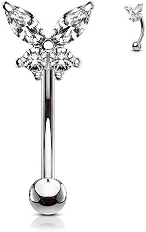 VCH Curved Barbell Christina Vertical Hood Opal Jewelry Piercing 3/8 16g
