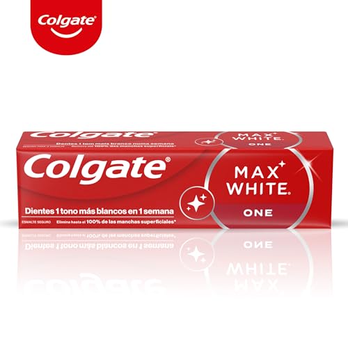 Max White One Pasta de Dientes Blanqueadora, Pack 4 Uds x 75ml, Dentífrico Blanqueador, Dientes 1 Tono Más Blancos en 1 Semana, Elimina Manchas Superficiales