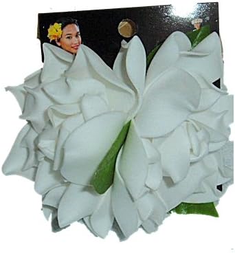 HAWAIIAN DOUBLE GARDENIA FOAM HAIR CLIP FOR LUAU HULA WEDDING