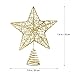 Unomor Gold Glitter Five-Pointed Star Tree Topper 9.8 Inch Metal Christmas Decoration for 6Ft to 7Ft Trees with Hollow Design for DIY Lights
