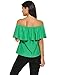 Sherosa Women's Off Shoulder Ruffles Solid Casual Blouse Loose Tops, Green S