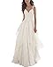 KevinsBridal Lace V Neck Wedding Dress Illusion Chiffon Beach Wedding Gown Straps Ivory Size 12