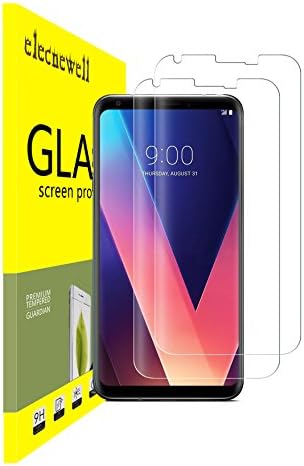 [2-Pack]LG V30 Screen Protector,ELECNEWELL for LG V30 / LG V30 Plus Tempered Glass Screen Protector [Case Friendly][Bubble Free][9H Hardness] with Lifetime Replacement Warranty