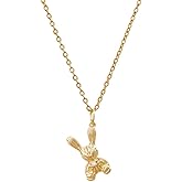 Dainty Rabbit Charm Stainless Steel Necklace for Women Cute Easter Day Doll Bunny Pendant Crystal Animal Adjustable Chain Clavicle Choker Adorrable Festival Holiday Jewelry for Girlfriend Daughter