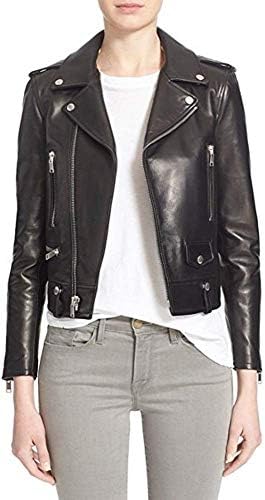 Prim leatherWomen's Lambskin Leather Bomber Biker Jacket