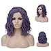Mildiso Purple Wig Short Wavy Curly Hair Wigs For Women Pastel Colored Cosplay Party Wig with Cap M056PR