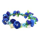 Love Sweety Flower Crown Flower Headband Hair Wreath for Wedding Featival (Royal Blue)