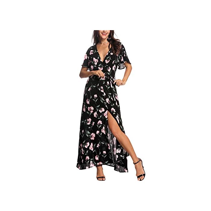 Azalosie Wrap Maxi Dress Short Sleeve 