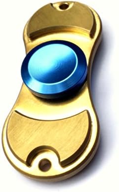 Zerenity Polished Brass Metal Fidget Spinner Ultra Quiet Gadget Boost Focus for Office Work School (Prime Gold and Blue) Relieves Boredom and Stress