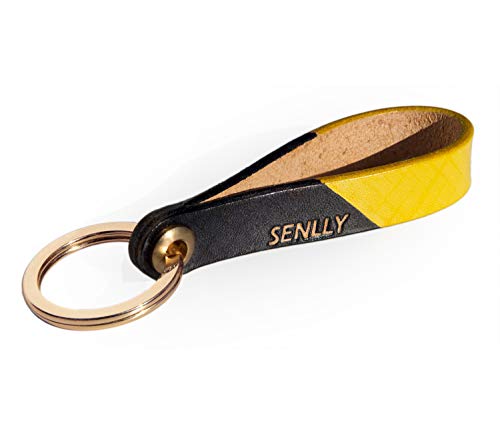 SENLLY Hand-Painted Lanyard Genuine Leather Handmade Man Woman Key Chain Holder With Brass Ring Durable Wristlet Strap for KeyChain, Car keys, Cell Mobile Phone, Charms, Lightweight Items