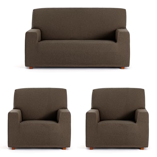ECOMMERC3 | Trio 3+1+1 Universal and Versatile Sofa Cover - Brown Protector Easy to Install for Back, Seat and Arms