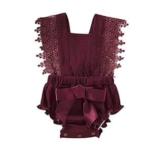 Haokaini – Pasgeboren Zomer Mouwloze Romper, Baby Ruche Jumpsuit Outfits, Kant Strik Bodysuits Sunsuits