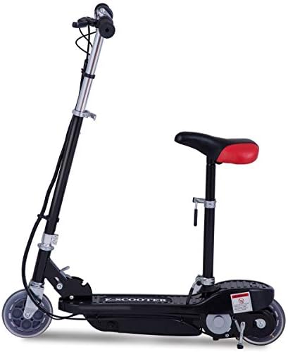 BeUniqueToday Folding Rechargeable Seated Motorized Electric Scooter, Ultra-Quiet Chain-Driven Motor Motorized Electric Scooter, Electric Scooter w/A Handy Twist-Grip Throttle & Retractable Kickstand