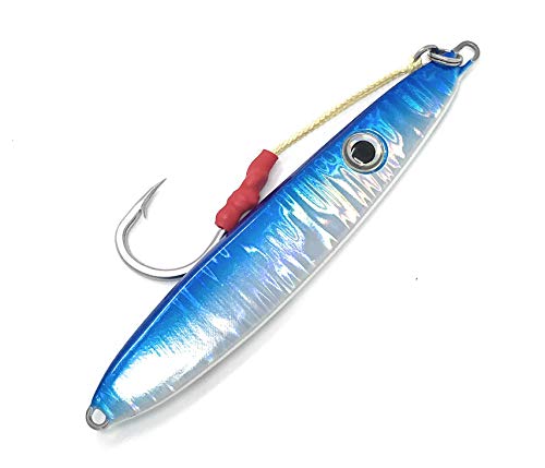 Fishing jigs Vertical Jigs Saltwater Artificial Bait Fishing Lures Jigging Lures Slow Vertical Fast Jigs w/Hooks & Rings | Assist Hook Speed Jigging Lure Speed jigs 100g (Blue) - Thumbnail 2