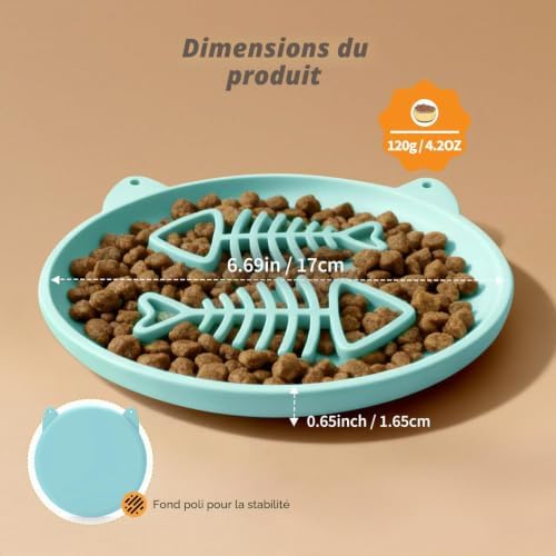 Bol d'alimentation lente pour chats, 2 bols en silicone pour chats, mangeoire lente idéale pour aliments secs et humides, facile à nettoyer, jouet interactif pour l'entraînement de