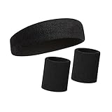HOTER Thick Solid Color Sweatband Set (1 Headband + 2 Wristbands)