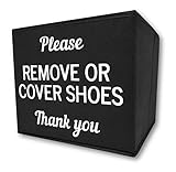 Shoe Cover Box | Disposable Shoe Bootie Holder for Realtor Listings and Open Houses | Please Remove or Cover Shoes Bin (Black)