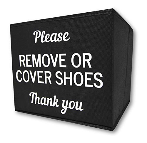 Shoe Cover Box | Disposable Shoe Bootie Holder for Realtor Listings and Open Houses | Please Remove or Cover Shoes Bin (Black)