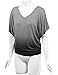 Lock and Love WT1117 Womens V Neck Short Sleeve Ombre Drape Dolman Top XXL BLACK
