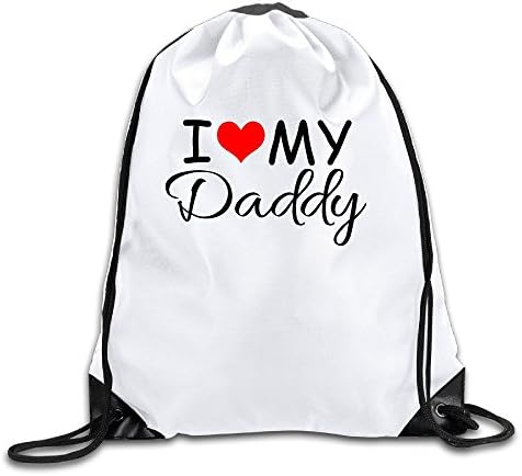Lynie Drawstring I Love Daddy Backpack Bag White