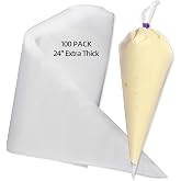 24 Inch Disposable Large Piping Bags,100 PACK Extra Large Thick Pastry Bags | with 6 Bag Ties, Thickened Icing Bags,Cake Decorating Bags,Frosting Bags for Cake Decorating Cream Frosting