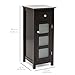 Best Choice Products Multipurpose Bathroom Floor Storage Space Saver Cabinet for Linens, Toiletries w/ 3 Shelves, Drawer, Cupboard, Tempered Glass Double Doors, Espresso Brown