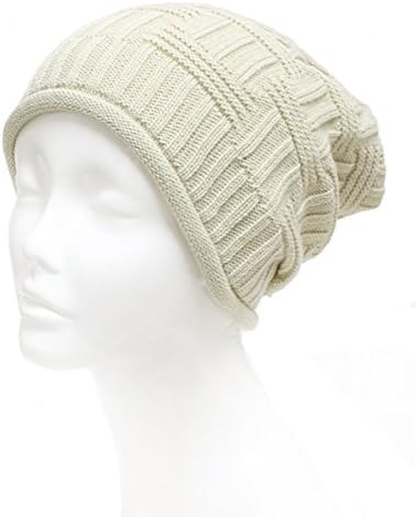 AN Slouchy Beanie Hat For Men Women Light Beige Fashion Accessory Ski Snow Cap