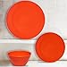 Melange 12-Piece Melamine Dinnerware Set (Solids Collection) | Shatter-Proof and Chip-Resistant Melamine Plates and Bowls | Color: Orange | Dinner Plate, Salad Plate & Soup Bowl (4 Each)