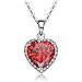 NEEMODA Womens White Gold Plated Heart Pendant Necklace with Red AAA Cubic Zirconia Fashion Jewelry