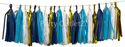 20 Pieces Tassels Birthday/Baby Shower/Bridal Shower Party Decoration Kit: Navy Blue+Blue+Gold+White