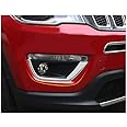 yingde 2Pcs ABS Chrome Car Front Fog Light Fog Light Eyebrow Trim Decorate Cover for Jeep Compass 2017 2018 2019 2020 2021