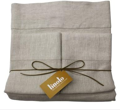 Linoto 100% Linen Sheets Bed Sheet Set King Size Natural 4 Piece