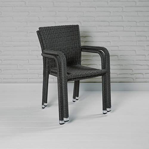 8er Set stapelbarer Gartenstuhl aus der Möbelserie Barcelona in grau mit Armlehnen exkl. Auflage für Garten, Terrasse… – Bild 6