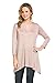 Frumos Womens 3/4 Sleeve Handkerchief Hem Line Hi Low Notch Neck Tunic Top