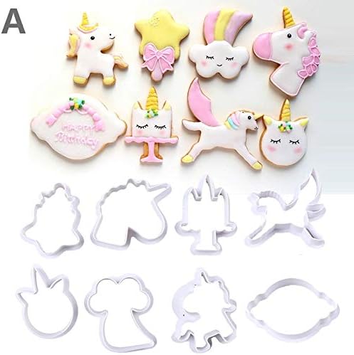 LUCILAS aomily 8pcs/Set Unicorn Cartoon Cookies Cutter Chocolate Fondant Mould Birthday Baking Decorating Tools Christmas Kitchen Baking
