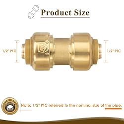 JUWO 12-Pack 1/2" Push to Connect Coupling for