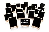 20 Pack Wood Mini Chalkboards Signs with Support Easels, Place Cards, Small Rectangle Chalkboards Blackboard for Weddings, Birthday Parties, Message Board Signs and Event Decorations