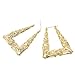 GemGem Jewelry Triangle Hollow Casting Bamboo Pincatch Earrings (2.5 Inches, Gold Tone)