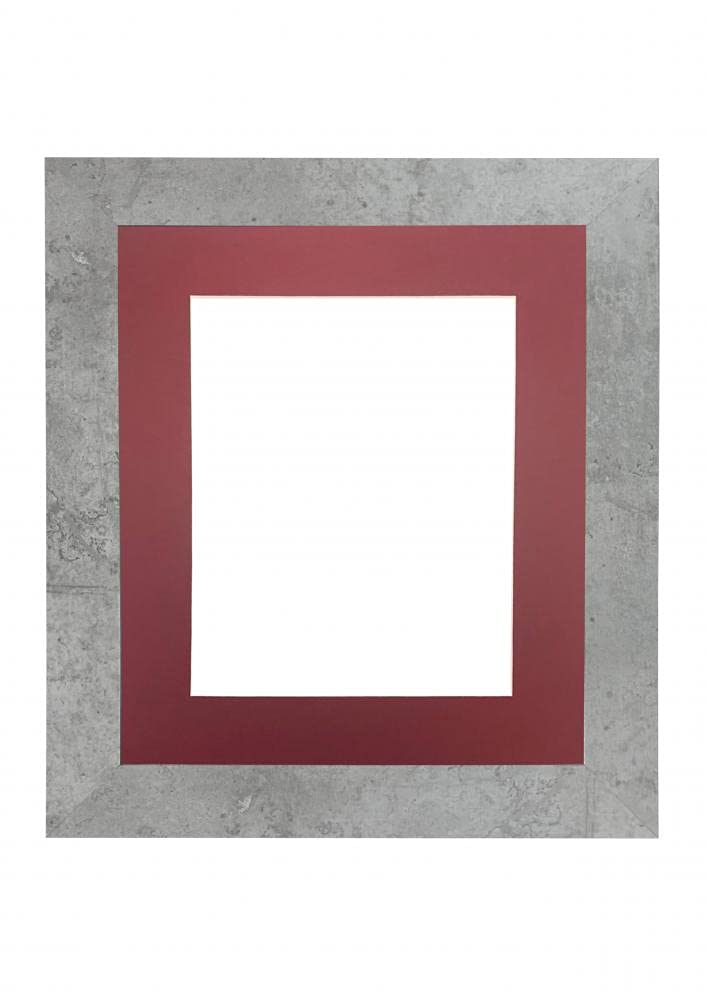 FRAMES BY POST Metro Picture Photo Frame Mineral Grey with Red Mount 50 x 40 Image Size 40 x 30 cm Plastic Glass