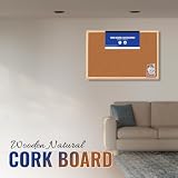 1ABOVE 45x30cm Cork Notice Board Pin Memo School Office Wood Frame + Push Pins view 3